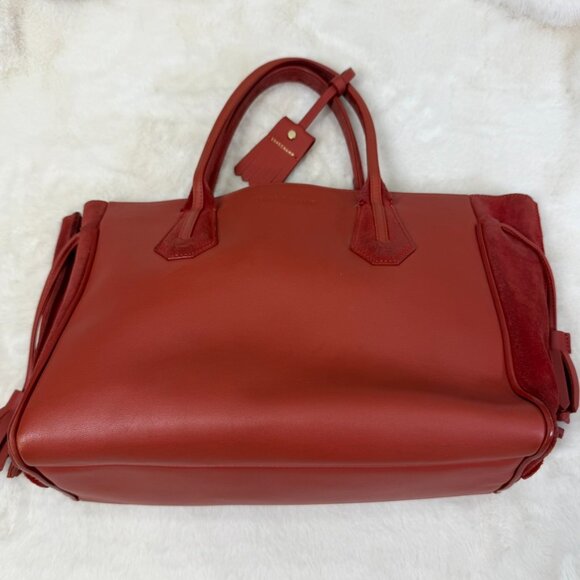Longchamp Red Large Tote with Tassel Accents - Picture 1 of 8